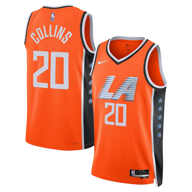 Men's Los Angeles Clippers #20 John Collins Orange 2025/26 City Edition Stitched Jersey